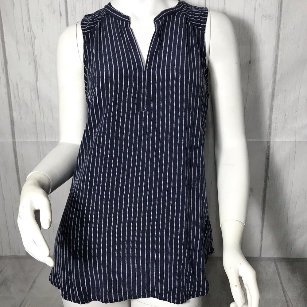 Joie midnight blue sleeveless strip top SZ S T169